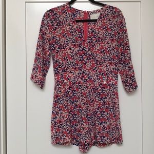 Yumi Kim 100% Silk Floral Pink Pockets Romper XS